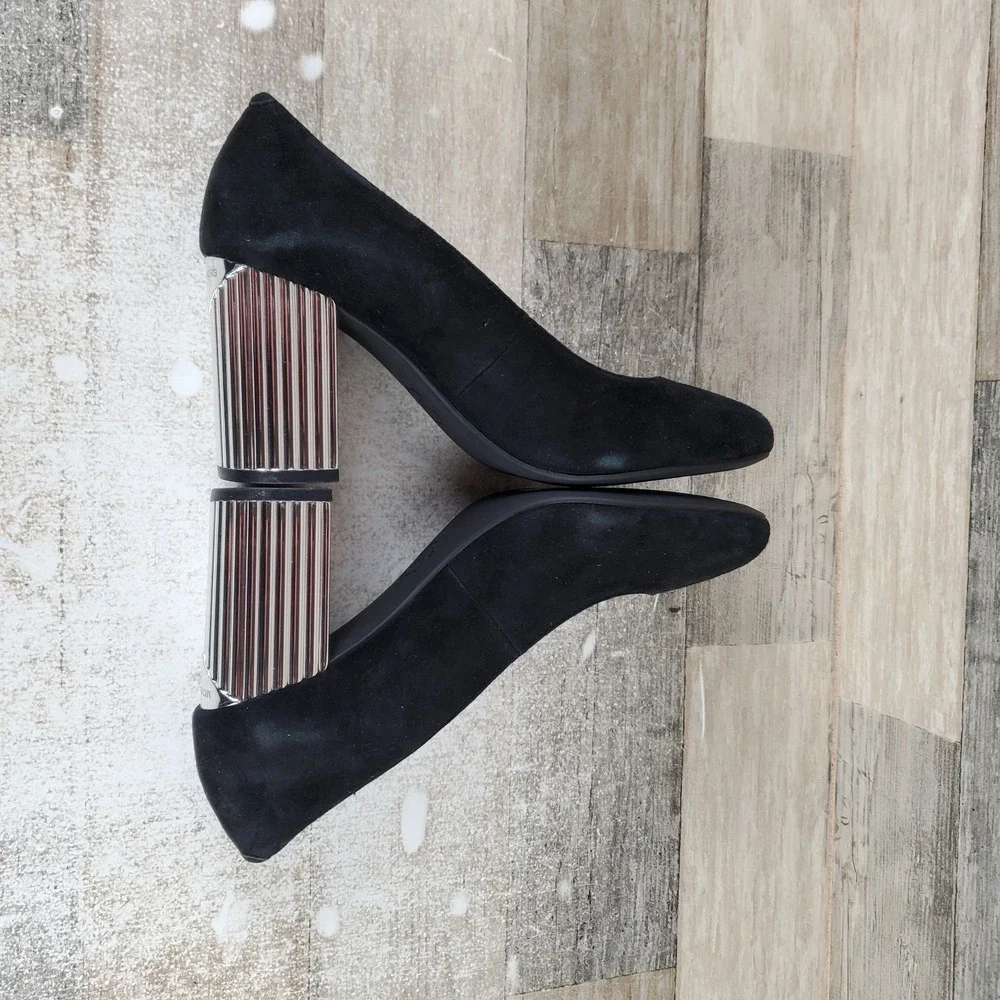 Michael Kors Porter Flex Womens Pumps Sz 6 M Black Slip On Block Heel Heels